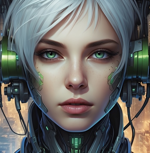 A cybernetic avatar as generated by Leonardo AI.